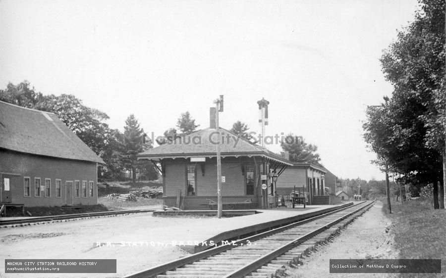 Postcard: Railroad Station, Brooks, Maine